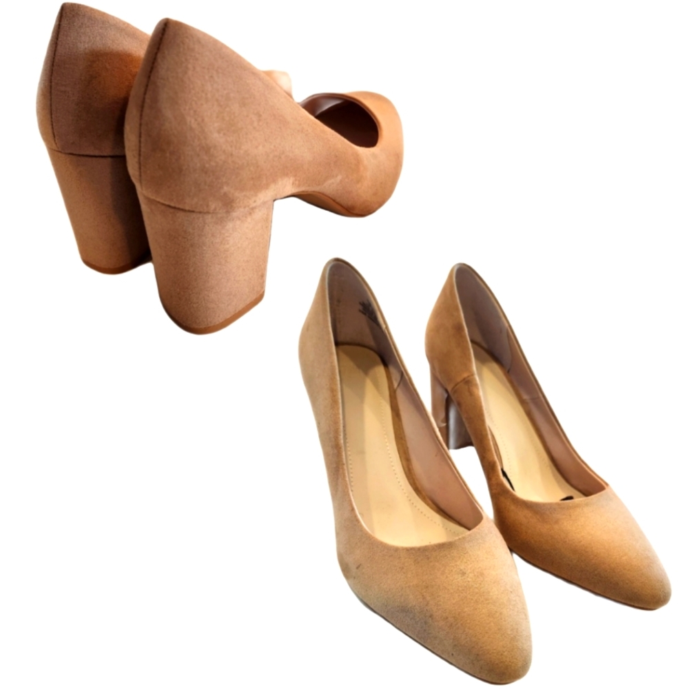 NWOT H&M Suede Nude Chunky Block Heel